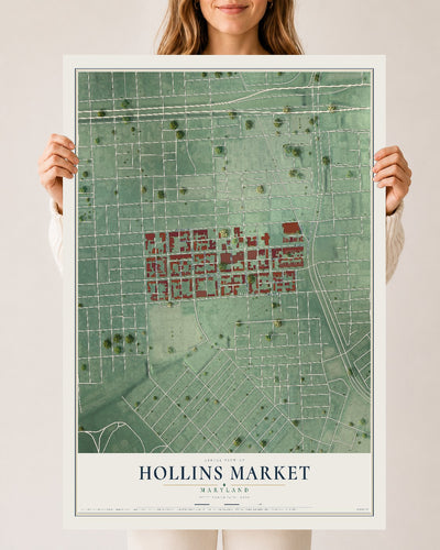 Map of Hollins Market, Maryland, 24 x 36 inch unframed archival matte print