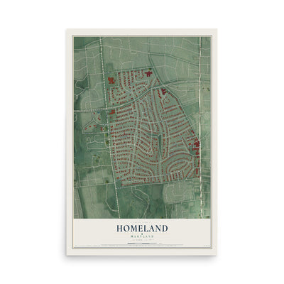 Map of Homeland, Maryland, 12 x 18 inch unframed archival matte print