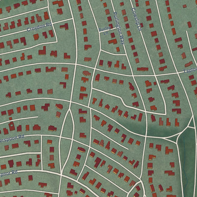 Close-up of the map of Homeland, Maryland print showing street and building detail