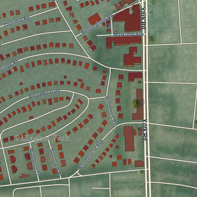 Second close-up of the map of Homeland, Maryland print showing more streets and buildings