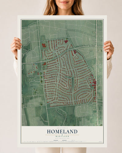 Map of Homeland, Maryland, 24 x 36 inch unframed archival matte print
