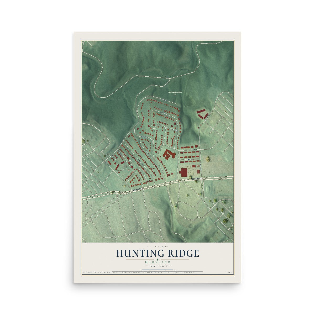 Map of Hunting Ridge, Maryland, 12 x 18 inch unframed archival matte print