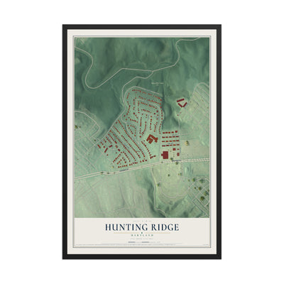 Map of Hunting Ridge, Maryland, 12 x 18 inch print in a black wood frame