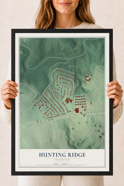Map of Hunting Ridge, Maryland, 18 x 24 inch print in a black wood frame
