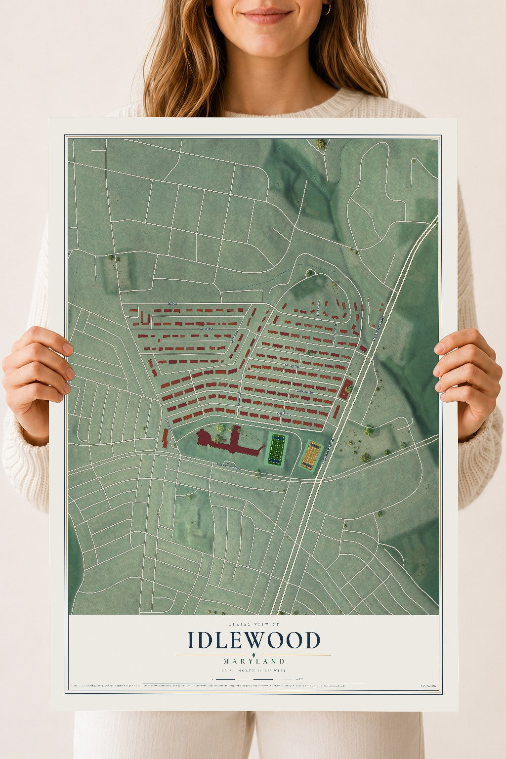 Map of Idlewood, Maryland, 18 x 24 inch unframed archival matte print