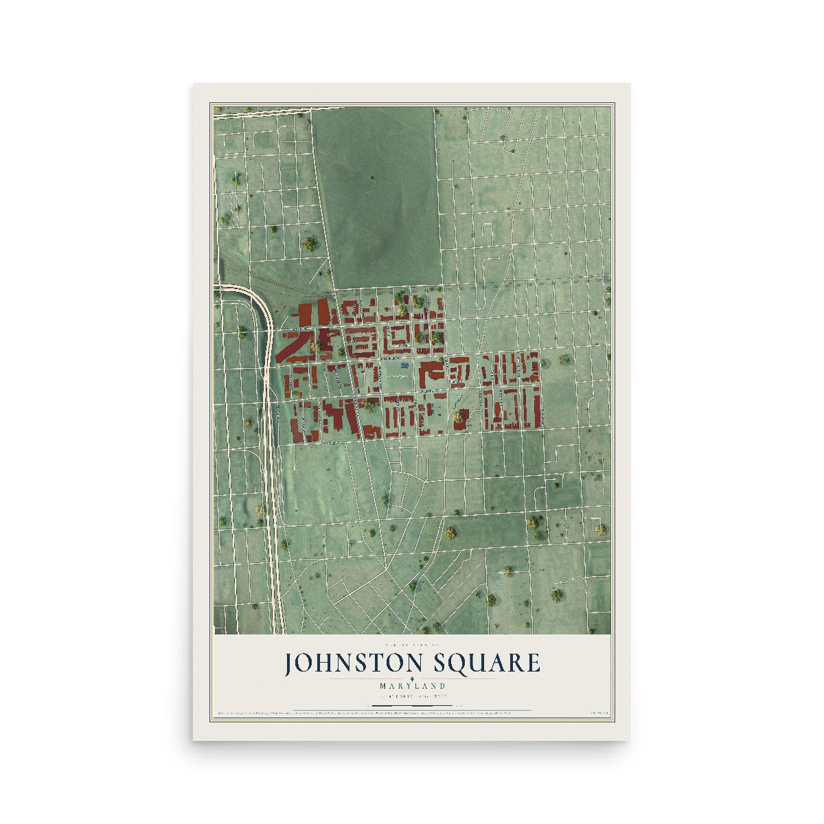 Map of Johnston Square, Maryland, 12 x 18 inch unframed archival matte print