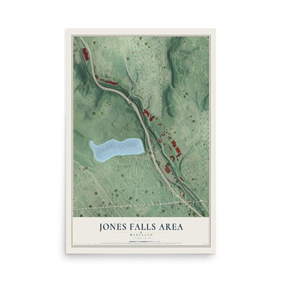 Map of Jones Falls Area, Maryland, 12 x 18 inch unframed archival matte print