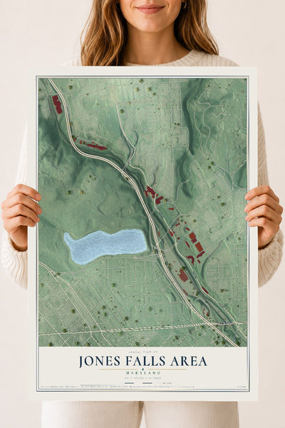 Map of Jones Falls Area, Maryland, 18 x 24 inch unframed archival matte print