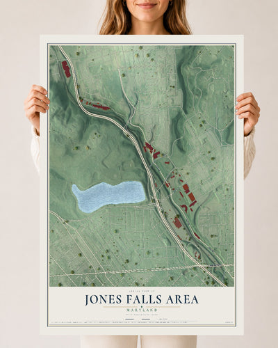 Map of Jones Falls Area, Maryland, 24 x 36 inch unframed archival matte print