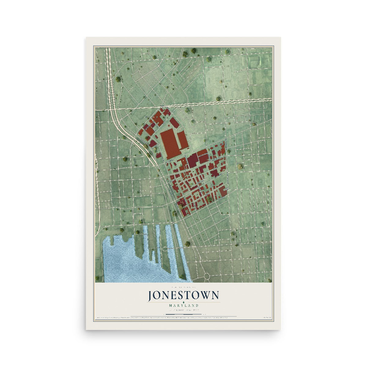 Map of Jonestown, Maryland, 12 x 18 inch unframed archival matte print