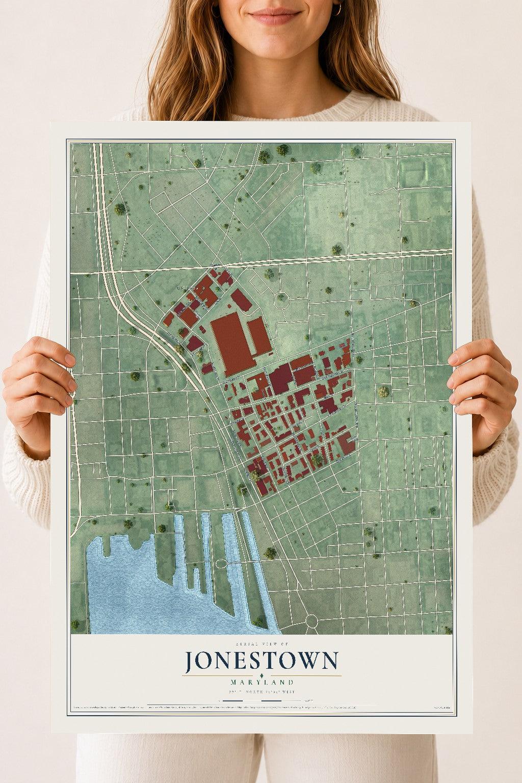 Map of Jonestown, Maryland, 18 x 24 inch unframed archival matte print