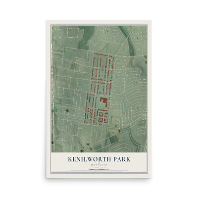 Map of Kenilworth Park, Maryland, 12 x 18 inch unframed archival matte print