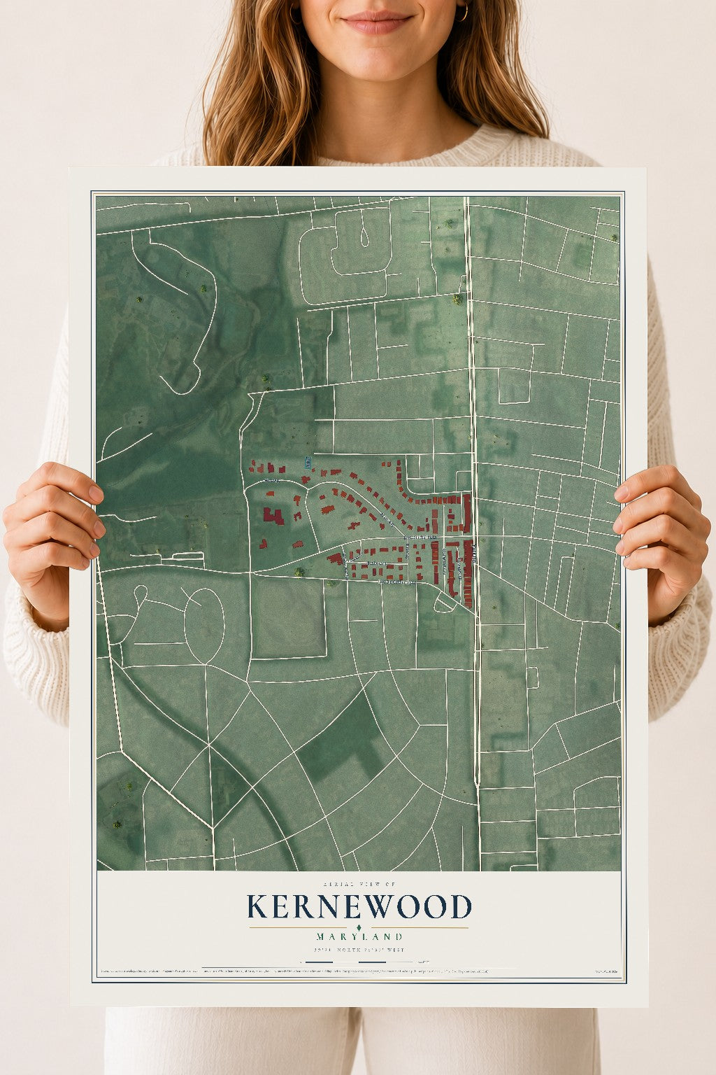 Map of Kernewood, Maryland, 18 x 24 inch unframed archival matte print