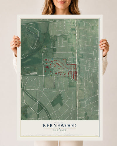 Map of Kernewood, Maryland, 24 x 36 inch unframed archival matte print