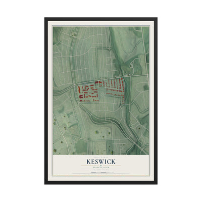 Map of Keswick, Maryland, 12 x 18 inch print in a black wood frame