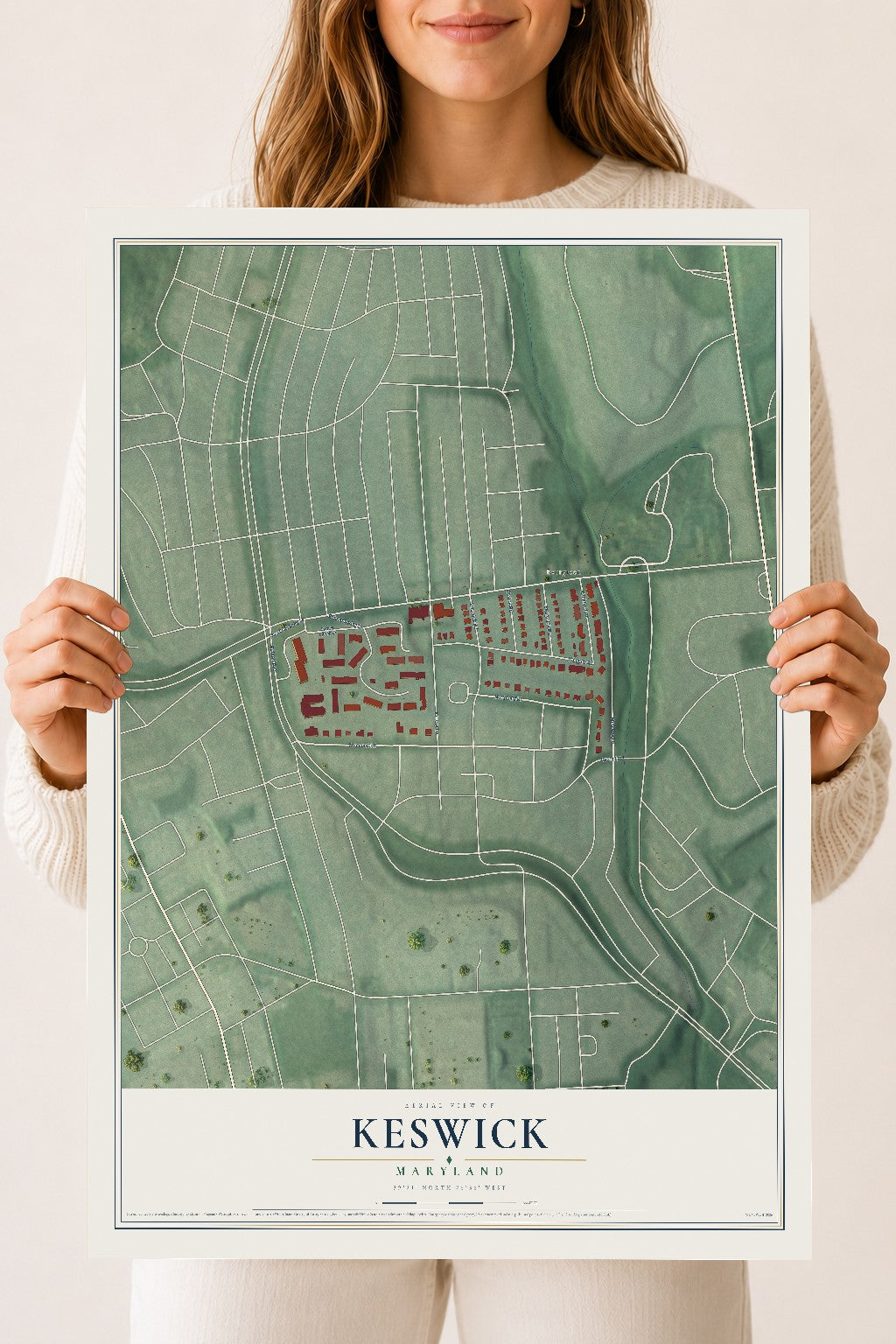 Map of Keswick, Maryland, 18 x 24 inch unframed archival matte print