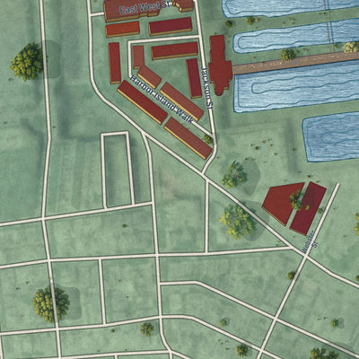 Second close-up of the map of Key Highway, Maryland print showing more streets and buildings
