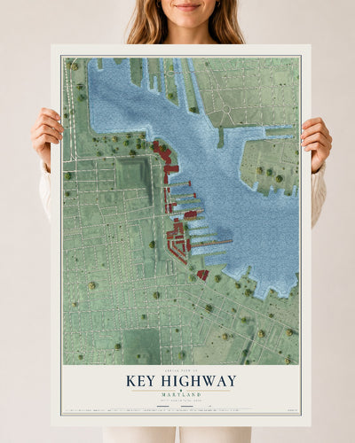 Map of Key Highway, Maryland, 24 x 36 inch unframed archival matte print
