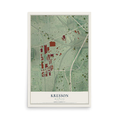 Map of Kresson, Maryland, 12 x 18 inch unframed archival matte print