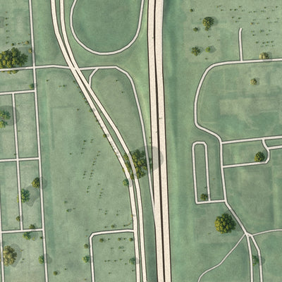 Close-up of the map of Kresson, Maryland print showing street and building detail