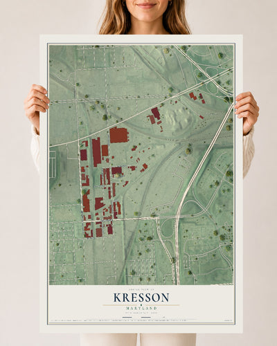 Map of Kresson, Maryland, 24 x 36 inch unframed archival matte print