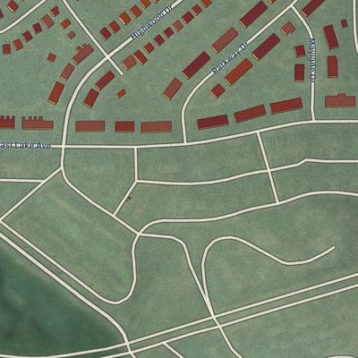Second close-up of the map of Lake Walker, Maryland print showing more streets and buildings