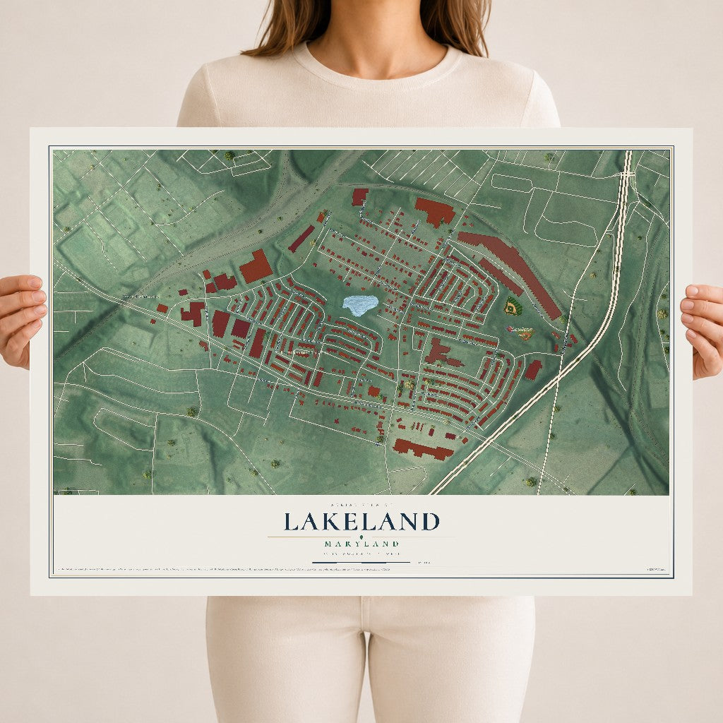 Map of Lakeland, Maryland, 18 x 24 inch unframed archival matte print