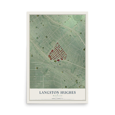 Map of Langston Hughes, Maryland, 12 x 18 inch unframed archival matte print