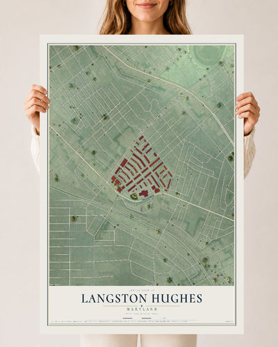 Map of Langston Hughes, Maryland, 24 x 36 inch unframed archival matte print