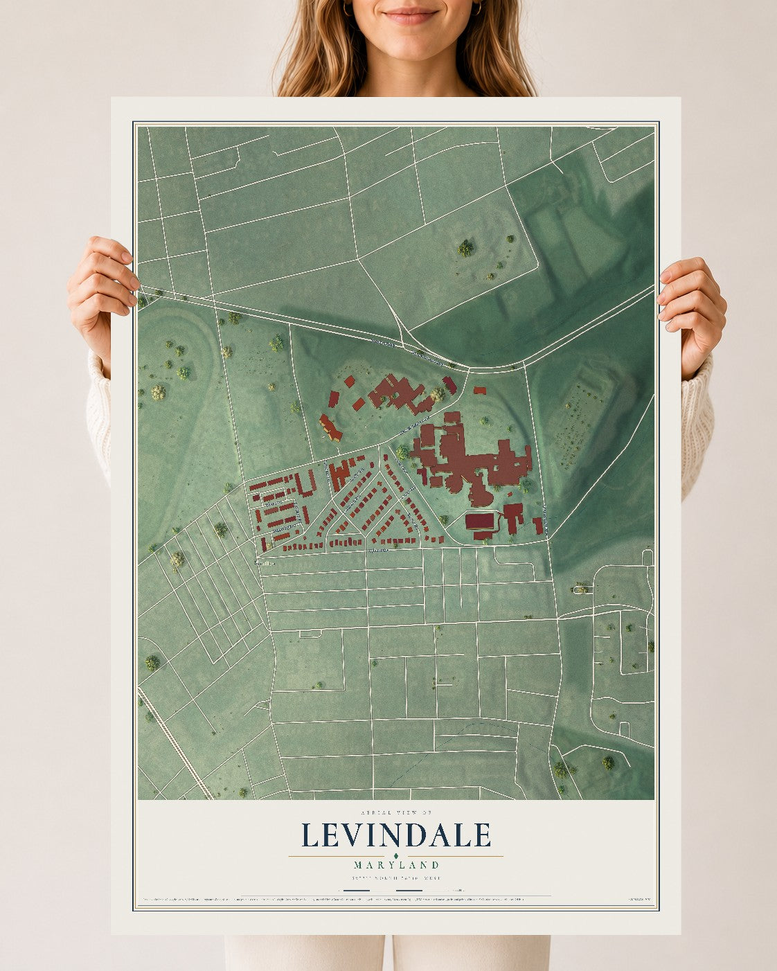 Map of Levindale, Maryland, 24 x 36 inch unframed archival matte print