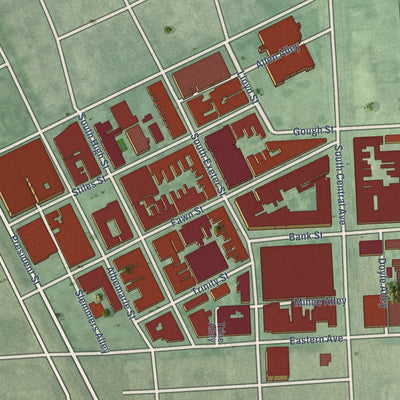 Close-up of the map of Little Italy, Maryland print showing street and building detail