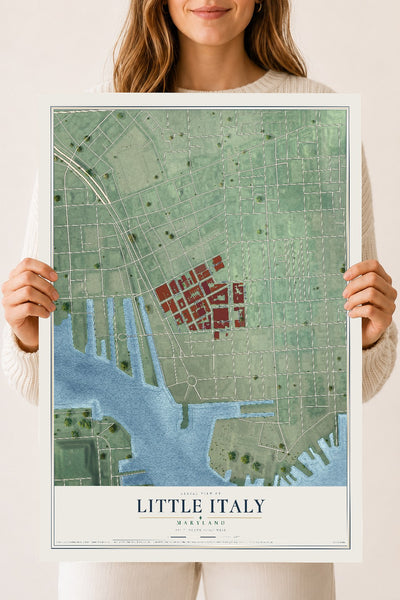 Map of Little Italy, Maryland, 18 x 24 inch unframed archival matte print