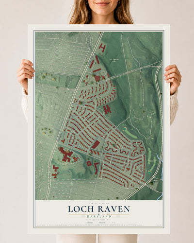 Map of Loch Raven, Maryland, 24 x 36 inch unframed archival matte print