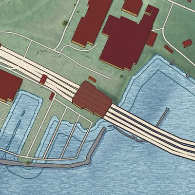 Close-up of the map of Locust Point Industrial Area, Maryland print showing street and building detail