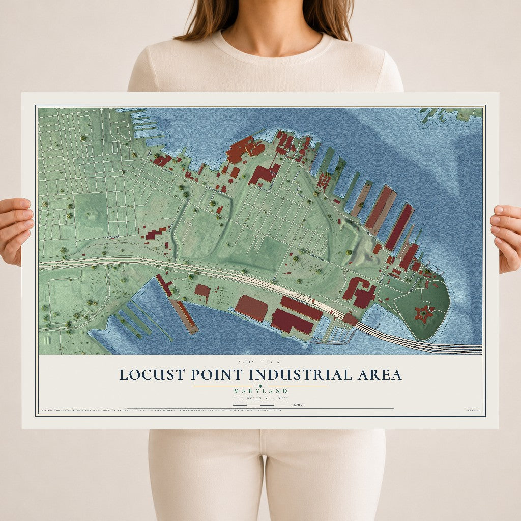 Map of Locust Point Industrial Area, Maryland, 18 x 24 inch unframed archival matte print