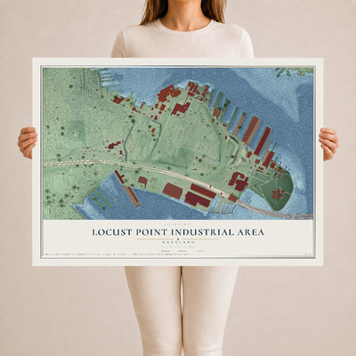 Map of Locust Point Industrial Area, Maryland, 24 x 36 inch unframed archival matte print