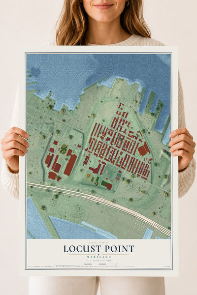 Map of Locust Point, Maryland, 18 x 24 inch unframed archival matte print