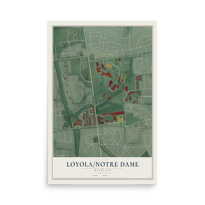 Map of Loyola-Notre Dame, Maryland, 12 x 18 inch unframed archival matte print