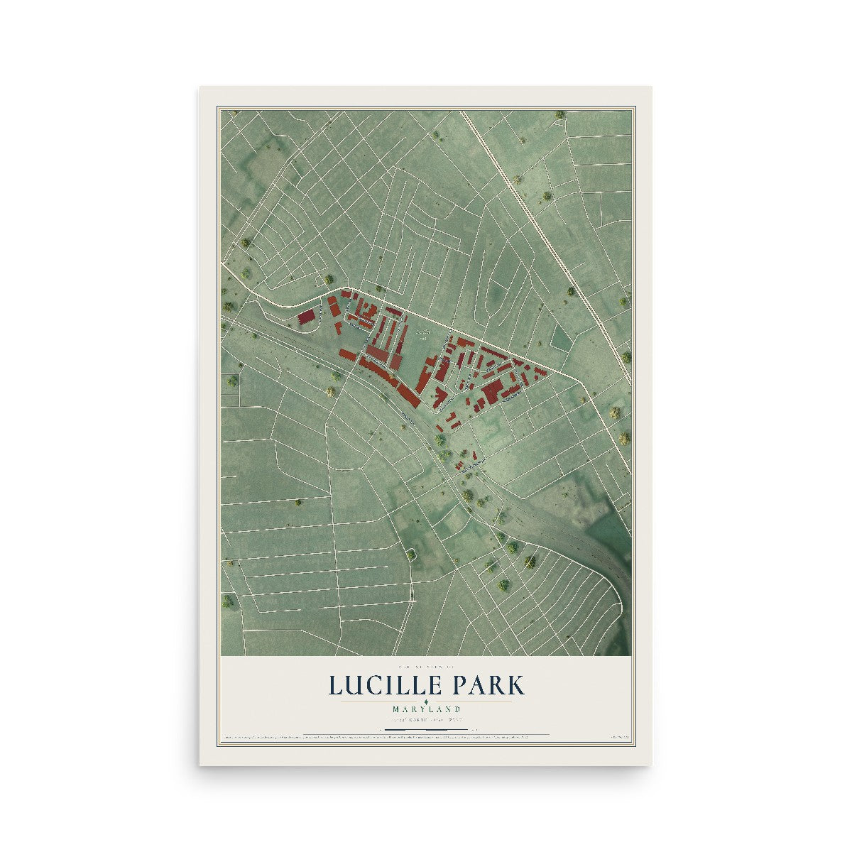 Map of Lucille Park, Maryland, 12 x 18 inch unframed archival matte print