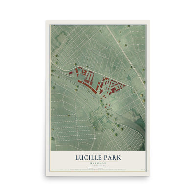Map of Lucille Park, Maryland, 12 x 18 inch unframed archival matte print