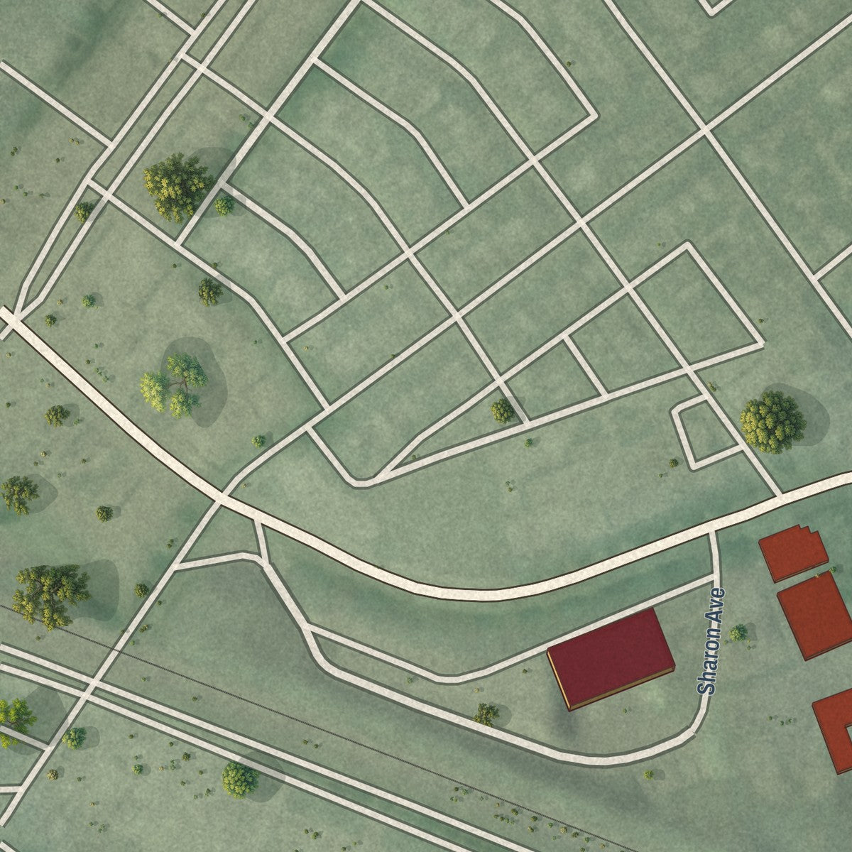 Second close-up of the map of Lucille Park, Maryland print showing more streets and buildings