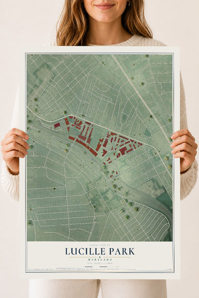 Map of Lucille Park, Maryland, 18 x 24 inch unframed archival matte print