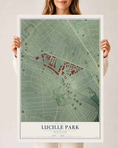 Map of Lucille Park, Maryland, 24 x 36 inch unframed archival matte print