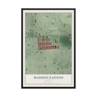 Map of Madison-Eastend, Maryland, 12 x 18 inch print in a black wood frame