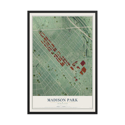 Map of Madison Park, Maryland, 12 x 18 inch print in a black wood frame