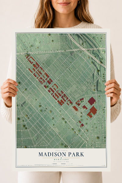 Map of Madison Park, Maryland, 18 x 24 inch unframed archival matte print