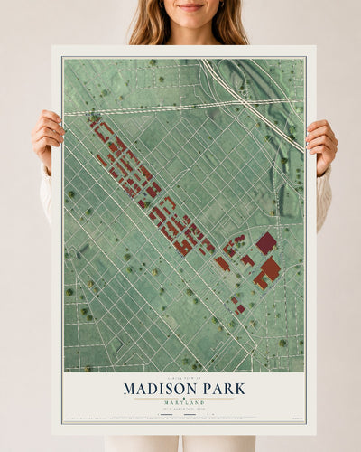 Map of Madison Park, Maryland, 24 x 36 inch unframed archival matte print