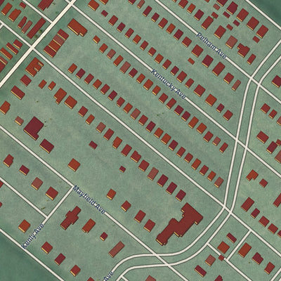 Close-up of the map of Mayfield, Maryland print showing street and building detail