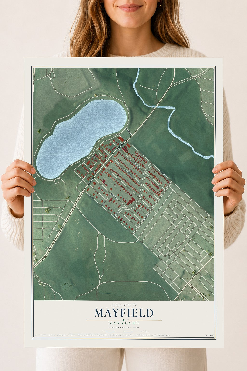 Map of Mayfield, Maryland, 18 x 24 inch unframed archival matte print