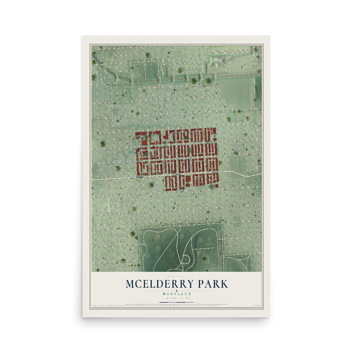 Map of McElderry Park, Maryland, 12 x 18 inch unframed archival matte print
